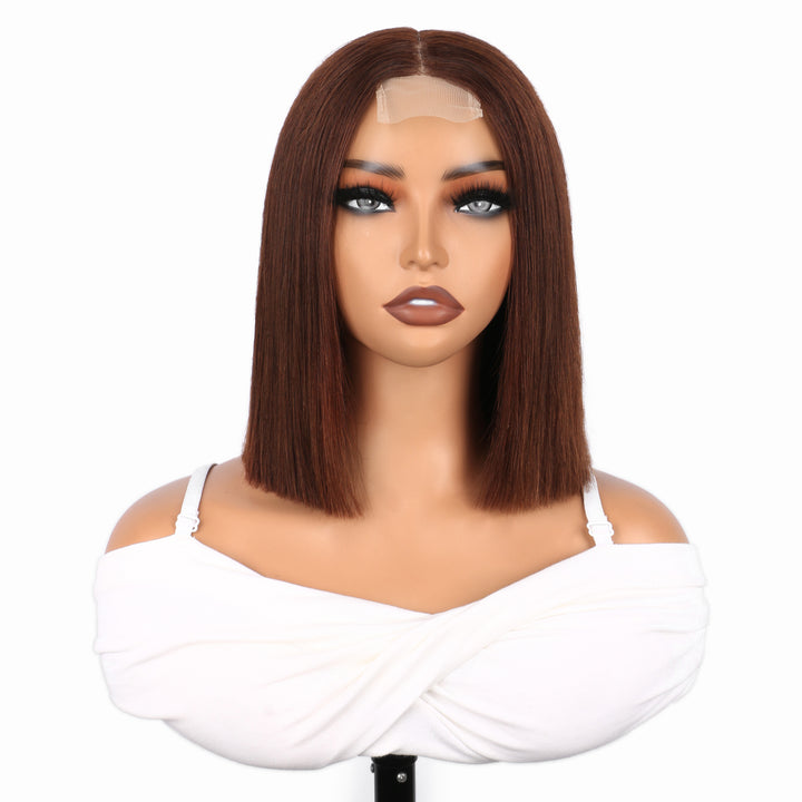 2x6 Silk Straight Bob Lace Frontal Wigs Bone Straight Human Hair Honey Brown Ombre Color High Quality 100% Human Hair COD Available