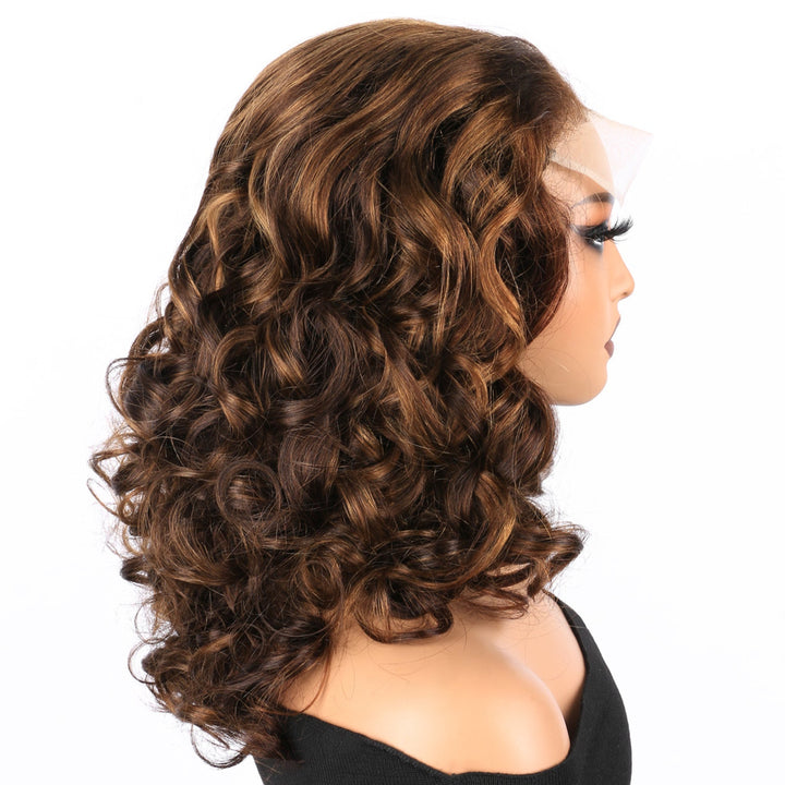 5x5 Bouncy Curly HD Lace Frontal Wigs Human Hair Highlight P4/30 Color High Quality 100% Human Hair COD Available