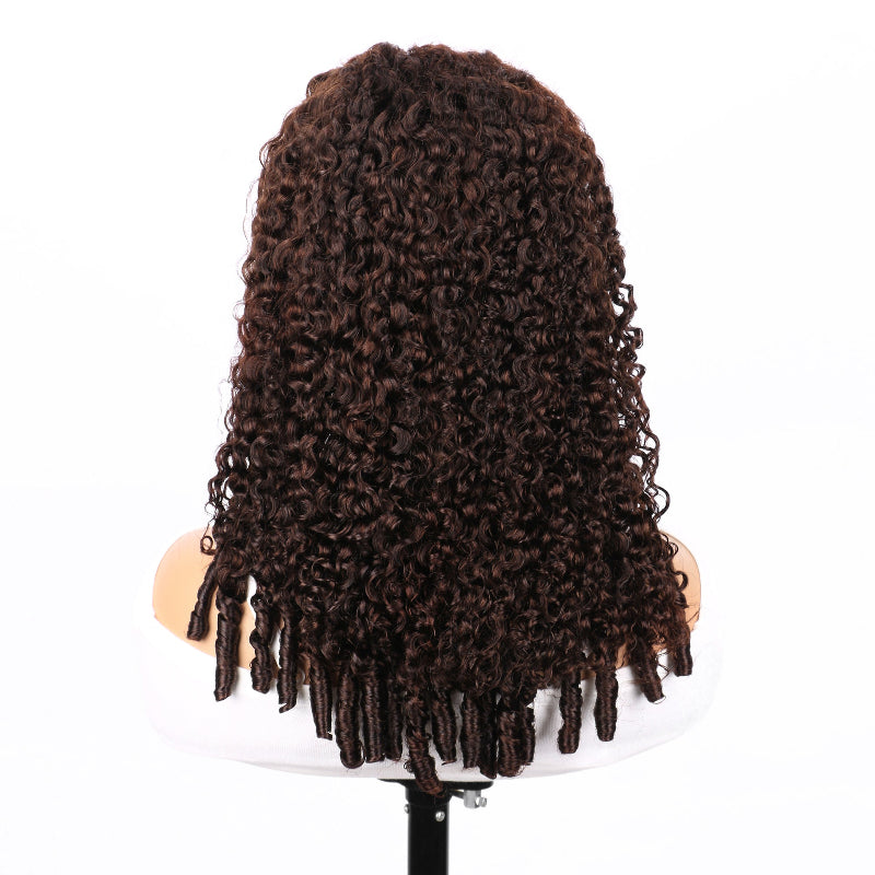 Pixie Roll 13x4 Double Drawn Bouncy Curly 100% Human Hair Top Quality Wigs Honey Brown Color Pay On Delivery