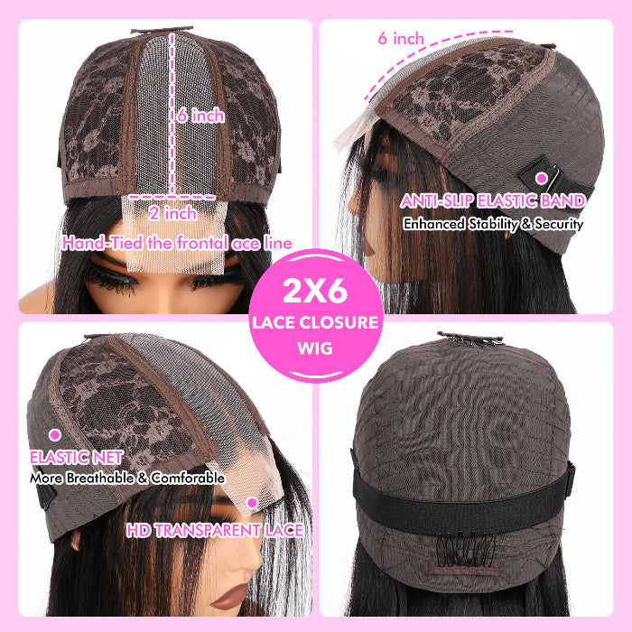 2x6 Silk Straight Bob Lace Frontal Wigs Human Hair 4# Brown Color High Quality 100% Human Hair COD Available