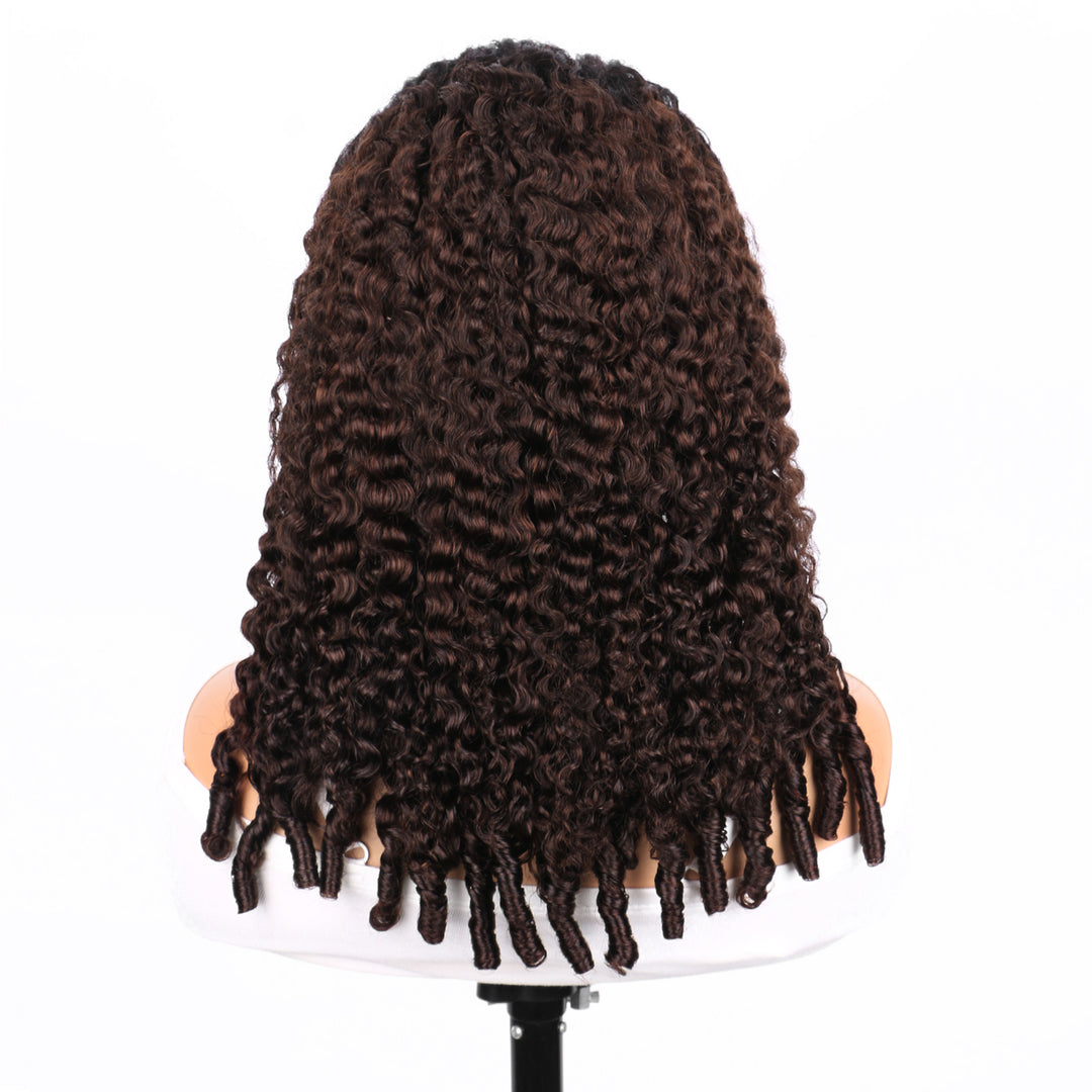 Pixie Roll 13x4 Double Drawn Bouncy Curly 100% Human Hair Top Quality Wigs 1B/Brown Ombre Color Pay On Delivery