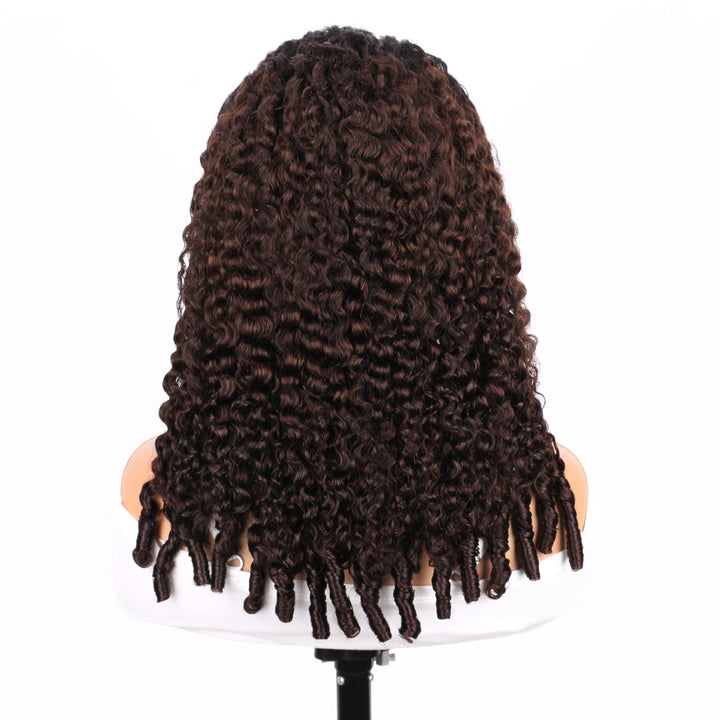 Pixie Roll 13x4 Double Drawn Bouncy Curly 100% Human Hair Top Quality Wigs 1B/Brown Ombre Color Pay On Delivery