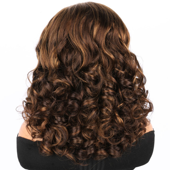 5x5 Bouncy Curly HD Lace Frontal Wigs Human Hair Highlight P4/30 Color High Quality 100% Human Hair COD Available