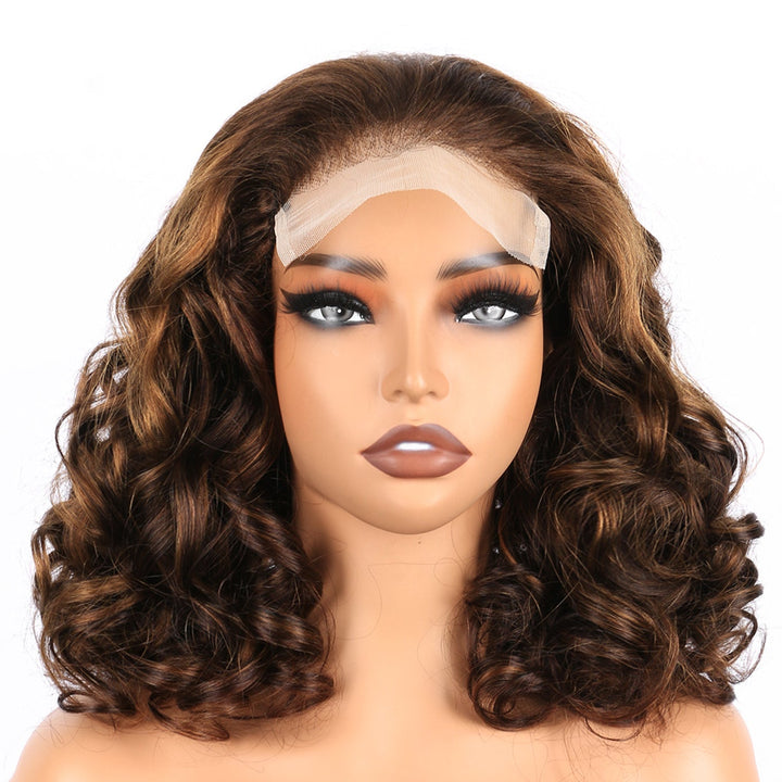 5x5 Bouncy Curly HD Lace Frontal Wigs Human Hair Highlight P4/30 Color High Quality 100% Human Hair COD Available