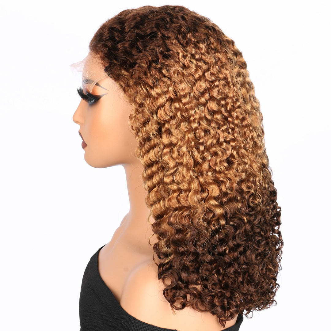 5x5 Burmese Curly HD Lace Frontal Wigs Human Hair T4/27/4 Ombre Color High Quality 100% Human Hair COD Available