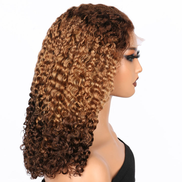 5x5 Burmese Curly HD Lace Frontal Wigs Human Hair T4/27/4 Ombre Color High Quality 100% Human Hair COD Available