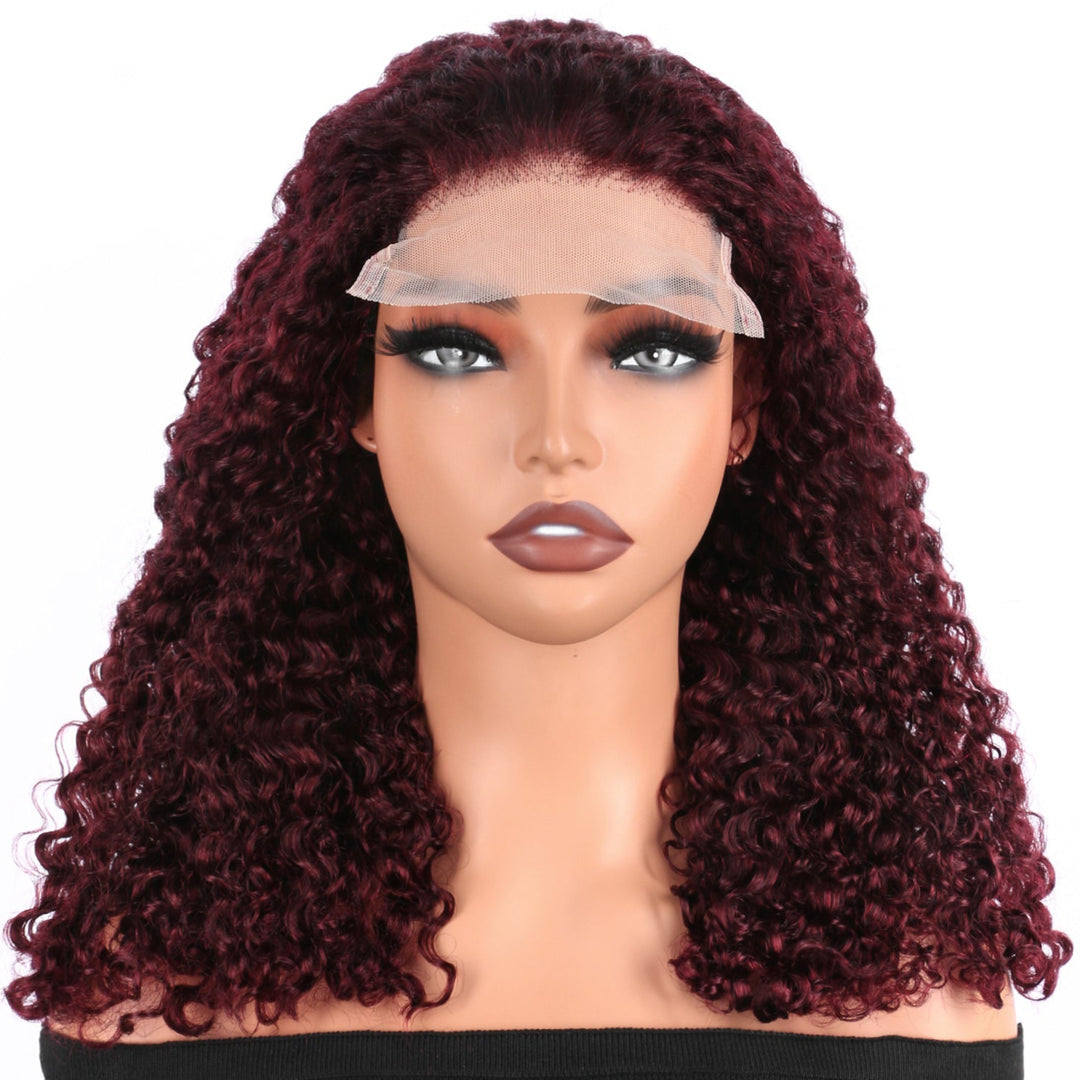 5x5 Burmese Curly HD Lace Frontal Wigs Human Hair Burgundy 99J Color High Quality 100% Human Hair COD Available