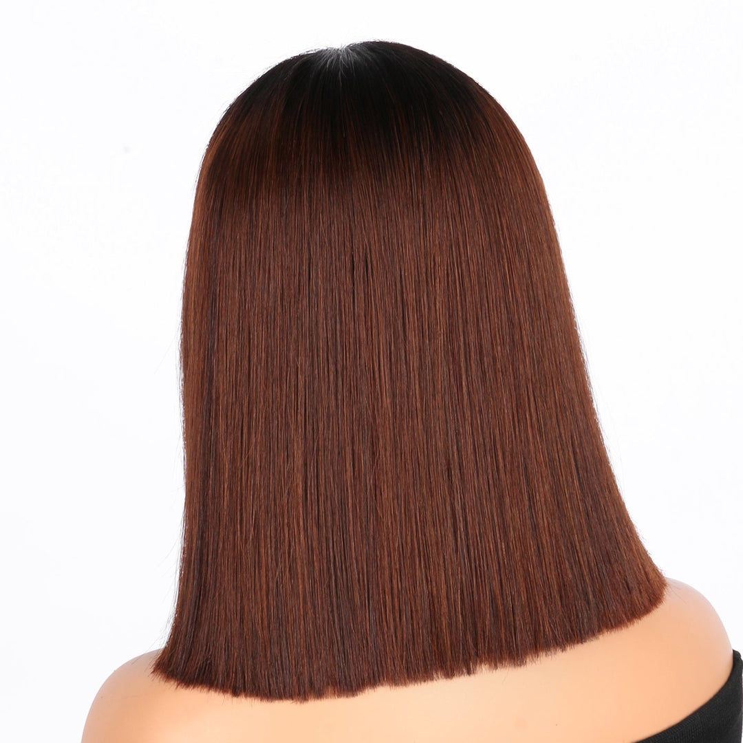 2x6 Silk Straight Bob Lace Frontal Wigs Human Hair 1B/Honey Brown Ombre Color High Quality 100% Human Hair COD Available