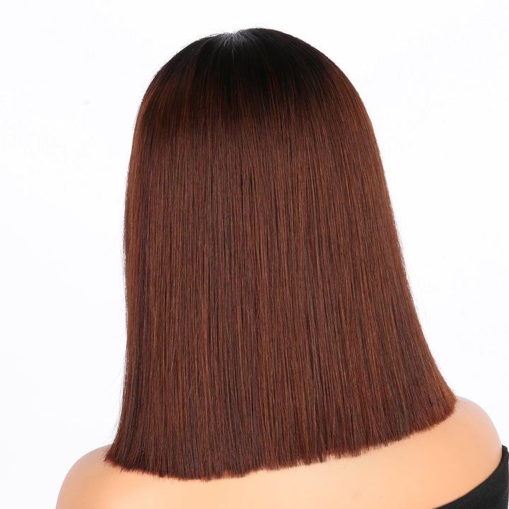 2x6 Silk Straight Bob Lace Frontal Wigs Human Hair 1B/Honey Brown Ombre Color High Quality 100% Human Hair COD Available