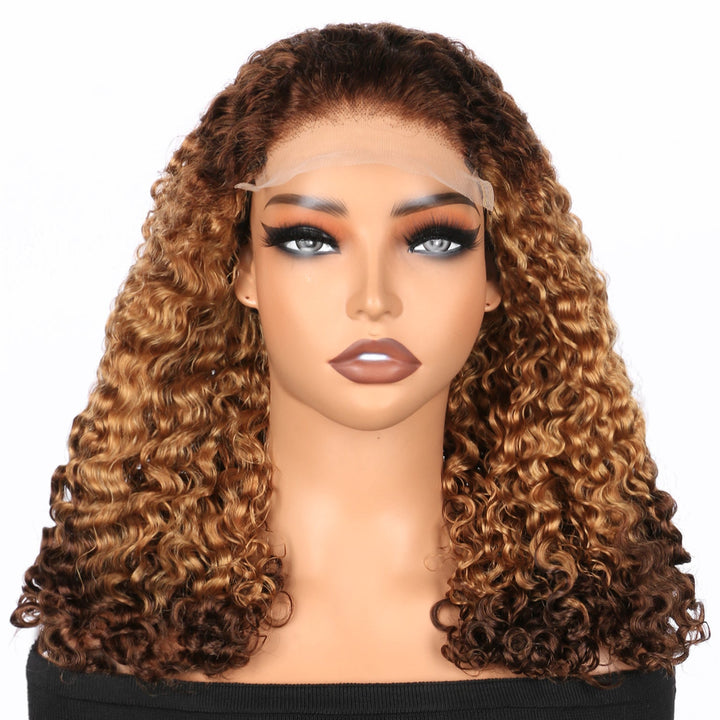 5x5 Burmese Curly HD Lace Frontal Wigs Human Hair T4/27/4 Ombre Color High Quality 100% Human Hair COD Available