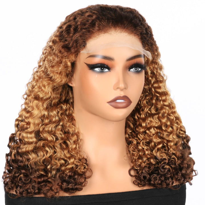 5x5 Burmese Curly HD Lace Frontal Wigs Human Hair T4/27/4 Ombre Color High Quality 100% Human Hair COD Available