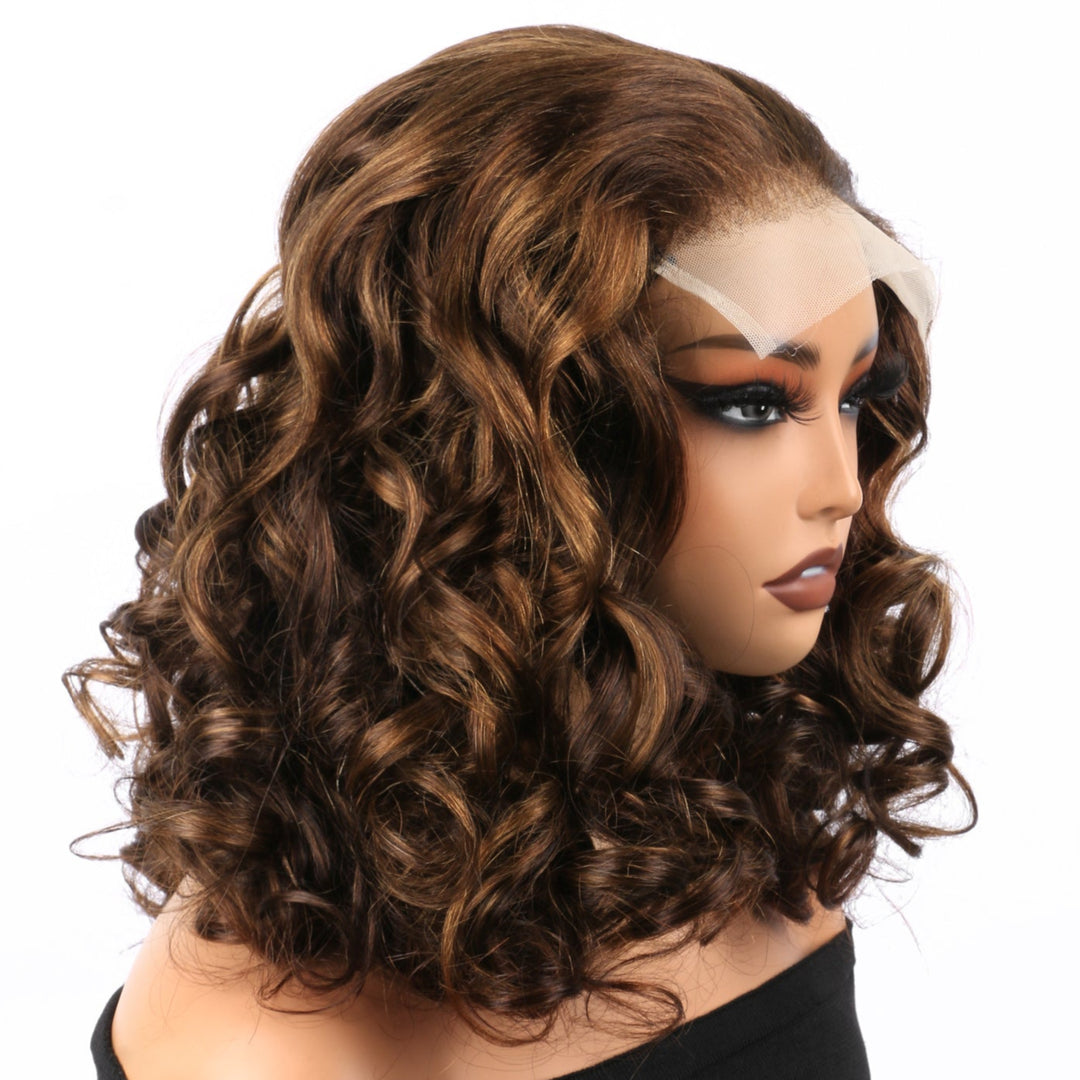 5x5 Bouncy Curly HD Lace Frontal Wigs Human Hair Highlight P4/30 Color High Quality 100% Human Hair COD Available