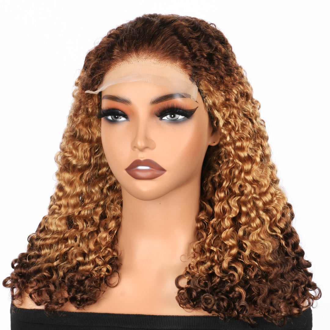 5x5 Burmese Curly HD Lace Frontal Wigs Human Hair T4/27/4 Ombre Color High Quality 100% Human Hair COD Available
