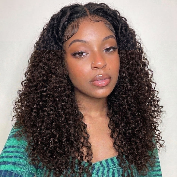 5x5 Burmese Curly HD Lace Frontal Wigs Human Hair 1B/Honey Brown Ombre Color  High Quality 100% Human Hair COD Available