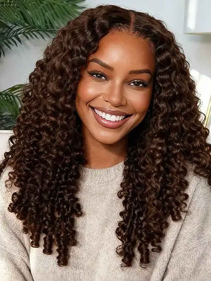 5x5 Burmese Curly HD Lace Frontal Wigs Human Hair Honey Brown Color  High Quality 100% Human Hair COD Available