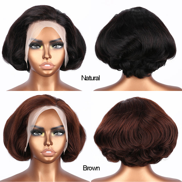 Coupe Dame 13x4 Double Drawn 100% Human Hair Top Quality 8Inch Wigs Different Color Available Pay On Delivery
