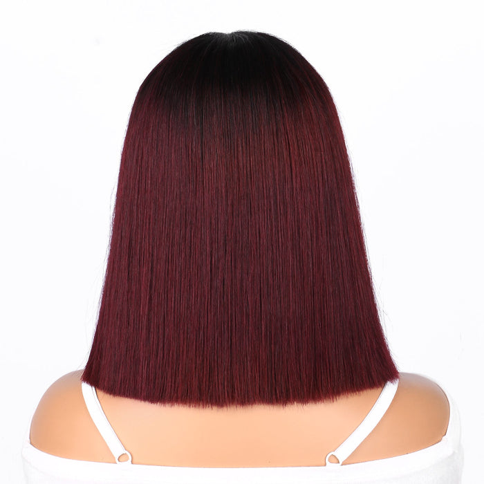 2x6 Silk Straight Bob Lace Frontal Wigs Human Hair 1B/99J Ombre Color High Quality 100% Human Hair COD Available