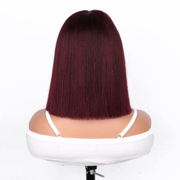 2x6 Silk Straight Bob Lace Frontal Wigs Human Hair 99J Color High Quality 100% Human Hair COD Available