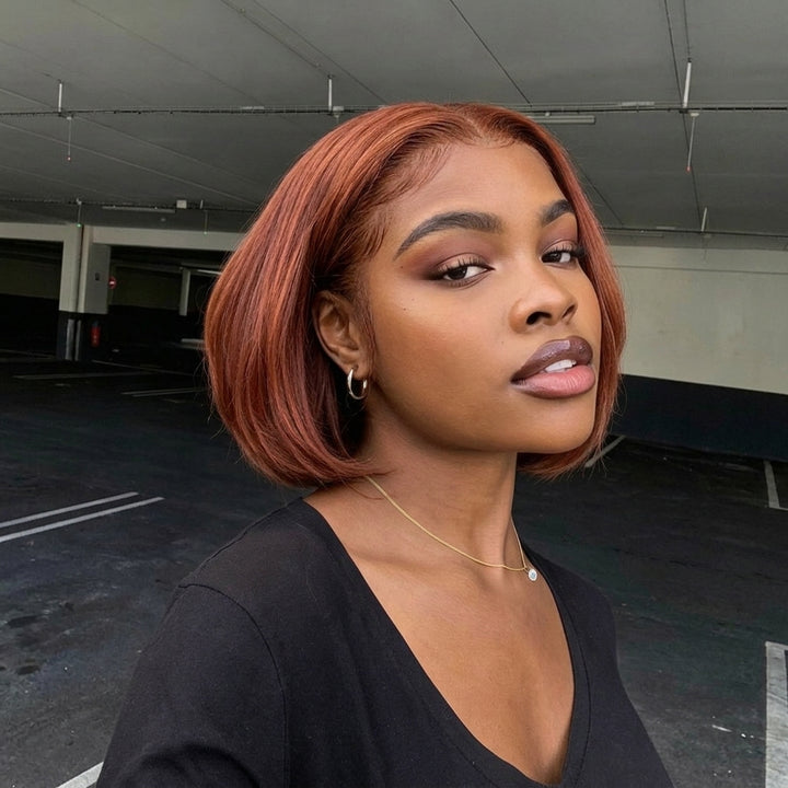 Coupe Dame 13x4 Double Drawn Layered Bob 100% Human Hair Top Quality 8Inch Wigs Different Color Available Pay On Delivery