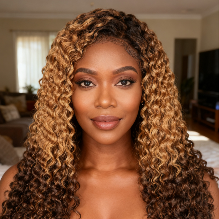 5x5 Burmese Curly HD Lace Frontal Wigs Human Hair T4/27/4 Ombre Color High Quality 100% Human Hair COD Available