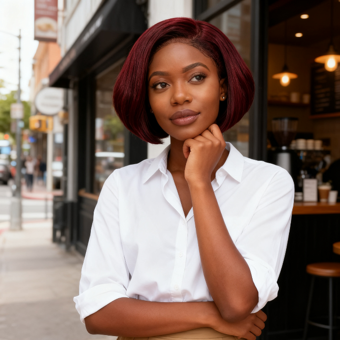 Coupe Dame 13x4 Double Drawn 100% Human Hair Top Quality 8Inch Wigs Different Color Available Pay On Delivery