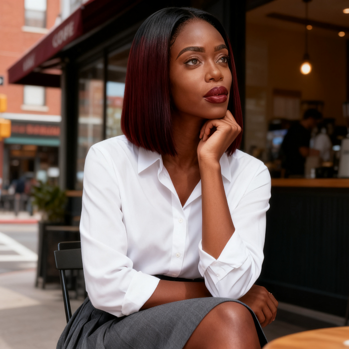 2x6 Silk Straight Bob Lace Frontal Wigs Human Hair 1B/99J Ombre Color High Quality 100% Human Hair COD Available