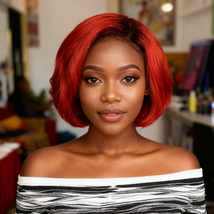 Coupe Dame 13x4 Double Drawn 100% Human Hair Top Quality 8Inch Wigs Different Color Available Pay On Delivery