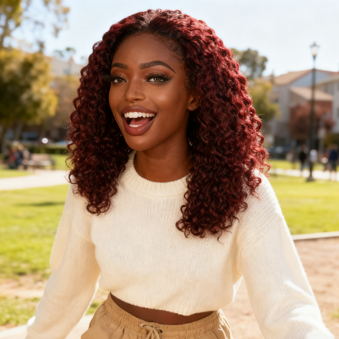 5x5 Burmese Curly HD Lace Frontal Wigs Human Hair Burgundy 99J Color High Quality 100% Human Hair COD Available