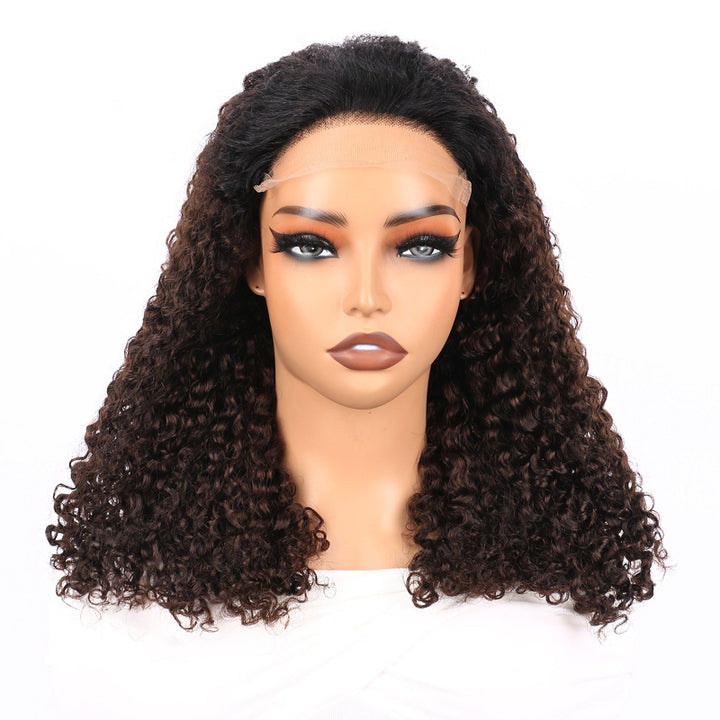 5x5 Burmese Curly HD Lace Frontal Wigs Human Hair 1B/Honey Brown Ombre Color  High Quality 100% Human Hair COD Available