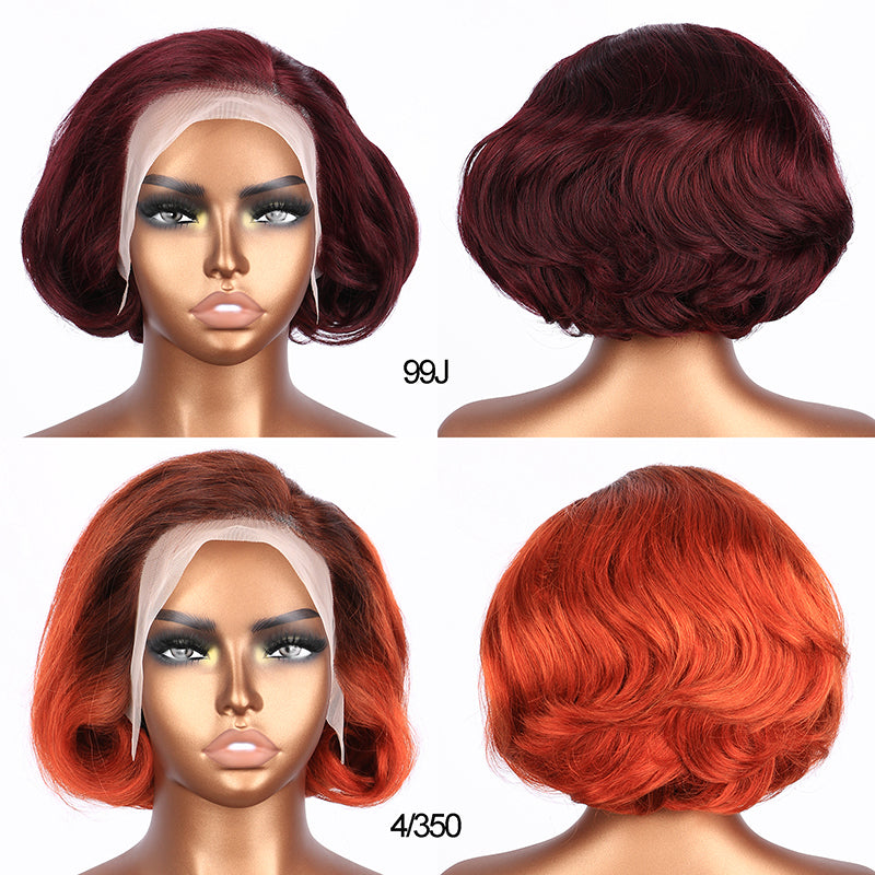 Coupe Dame 13x4 Double Drawn 100% Human Hair Top Quality 8Inch Wigs Different Color Available Pay On Delivery