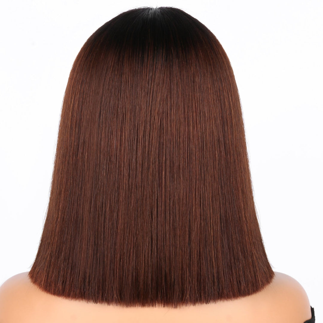 2x6 Silk Straight Bob Lace Frontal Wigs Human Hair 1B/Honey Brown Ombre Color High Quality 100% Human Hair COD Available