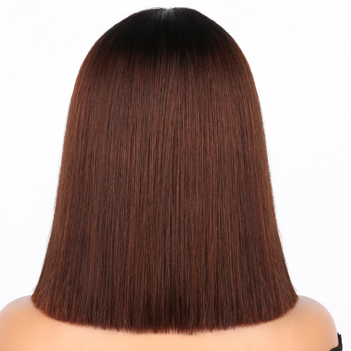 2x6 Silk Straight Bob Lace Frontal Wigs Human Hair 1B/Honey Brown Ombre Color High Quality 100% Human Hair COD Available