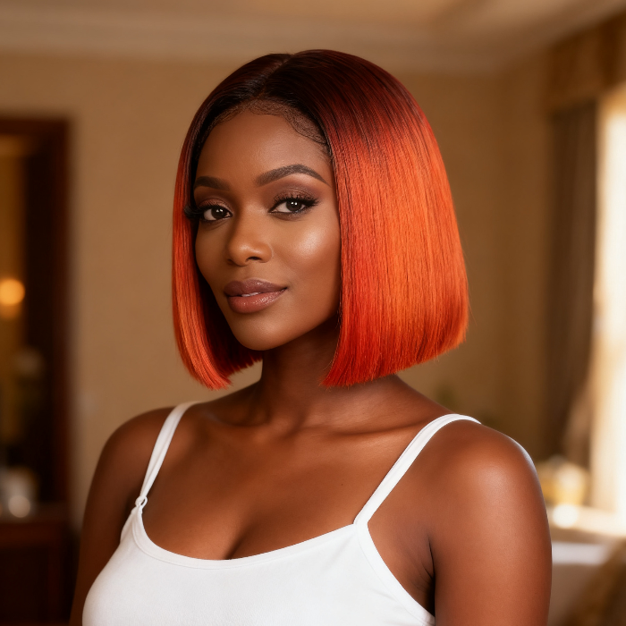 2x6 Silk Straight Bob Lace Frontal Wigs Human Hair 4/350 Ombre Color High Quality 100% Human Hair COD Available