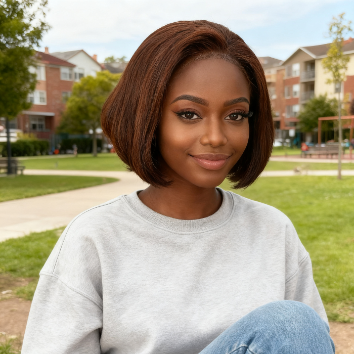 Coupe Dame 13x4 Double Drawn 100% Human Hair Top Quality 8Inch Wigs Different Color Available Pay On Delivery