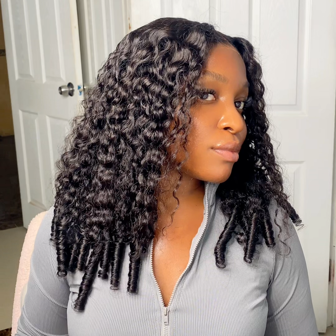 Pixie Roll 13x4 Super Double Drawn Bouncy Curly 100% Human Hair Top Quality Wigs Natural Color Pay On Delivery
