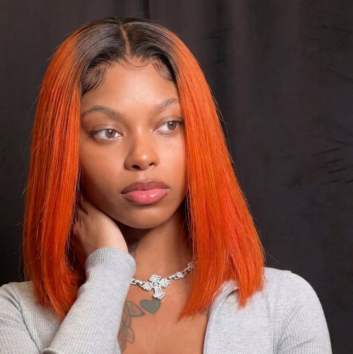 2x6 Silk Straight Bob Lace Frontal Wigs Bone Straight Human Hair 4/350 Ombre Color High Quality 100% Human Hair COD Available