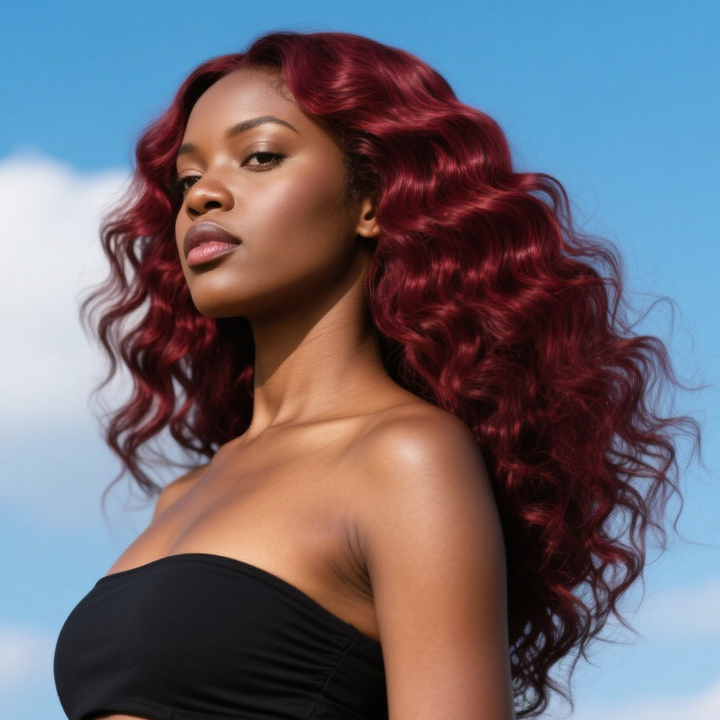 5x5 Bouncy Curly HD Lace Frontal Wigs Human Hair Burgundy 99J Color High Quality 100% Human Hair COD Available