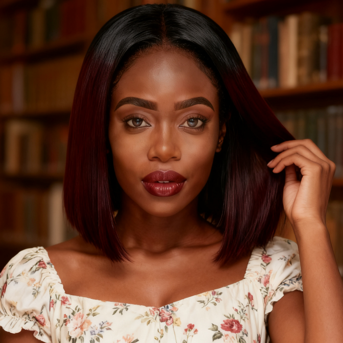 2x6 Silk Straight Bob Lace Frontal Wigs Human Hair 1B/99J Ombre Color High Quality 100% Human Hair COD Available