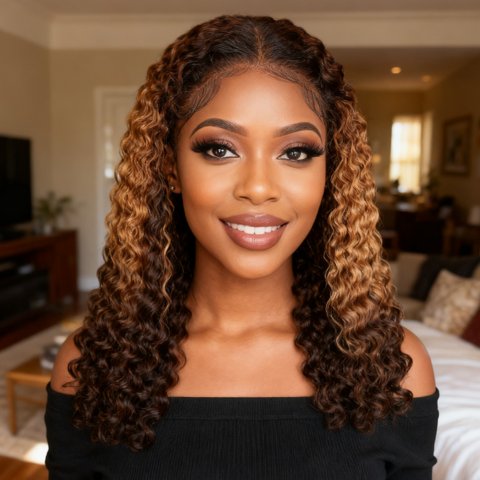 5x5 Burmese Curly HD Lace Frontal Wigs Human Hair T4/27/4 Ombre Color High Quality 100% Human Hair COD Available