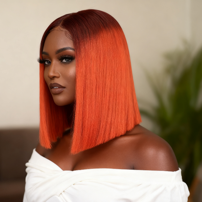 2x6 Silk Straight Bob Lace Frontal Wigs Human Hair 4/350 Ombre Color High Quality 100% Human Hair COD Available