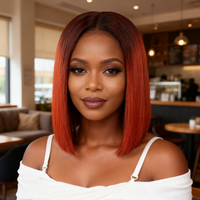 2x6 Silk Straight Bob Lace Frontal Wigs Human Hair 4/350 Ombre Color High Quality 100% Human Hair COD Available