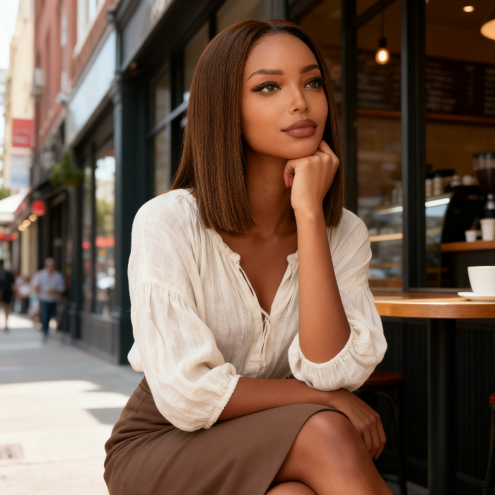 2x6 Silk Straight Bob Lace Frontal Wigs Human Hair 4# Brown Color High Quality 100% Human Hair COD Available