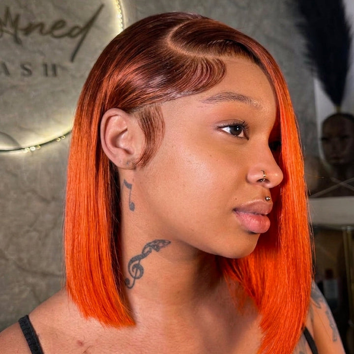 2x6 Silk Straight Bob Lace Frontal Wigs Bone Straight Human Hair 4/350 Ombre Color High Quality 100% Human Hair COD Available