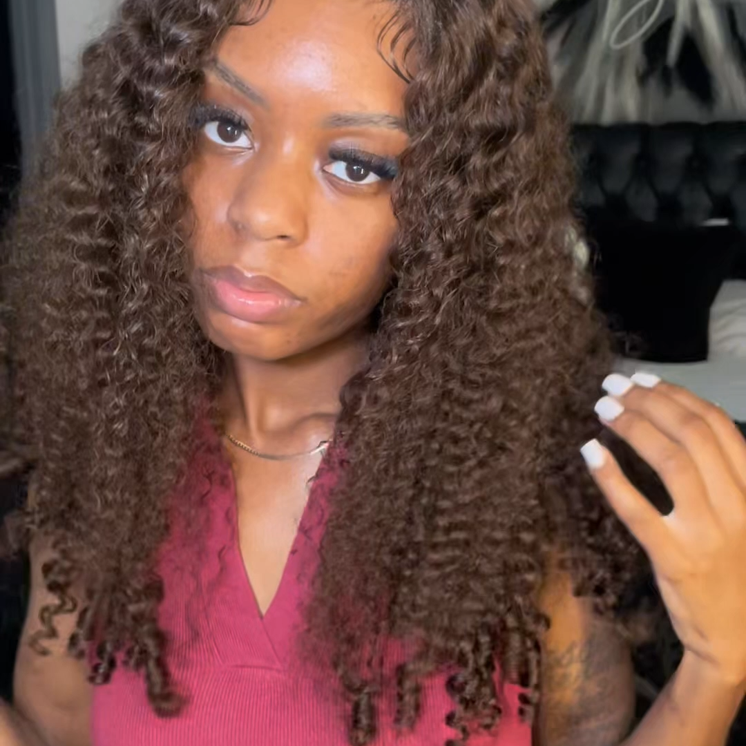 Pixie Roll 13x4 Double Drawn Bouncy Curly 100% Human Hair Top Quality Wigs Honey Brown Color Pay On Delivery