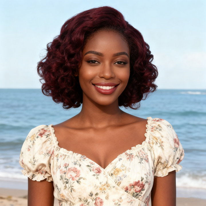 13x4 Lace Wig Short Bouncy Curls 100% Human Hair Top Quality Different Color Available Pay On Delivery