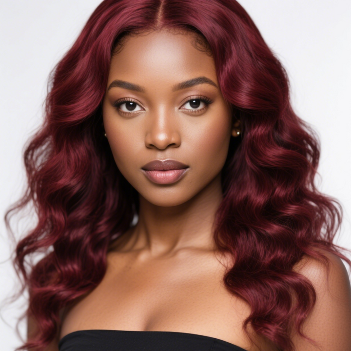 5x5 Bouncy Curly HD Lace Frontal Wigs Human Hair Burgundy 99J Color High Quality 100% Human Hair COD Available