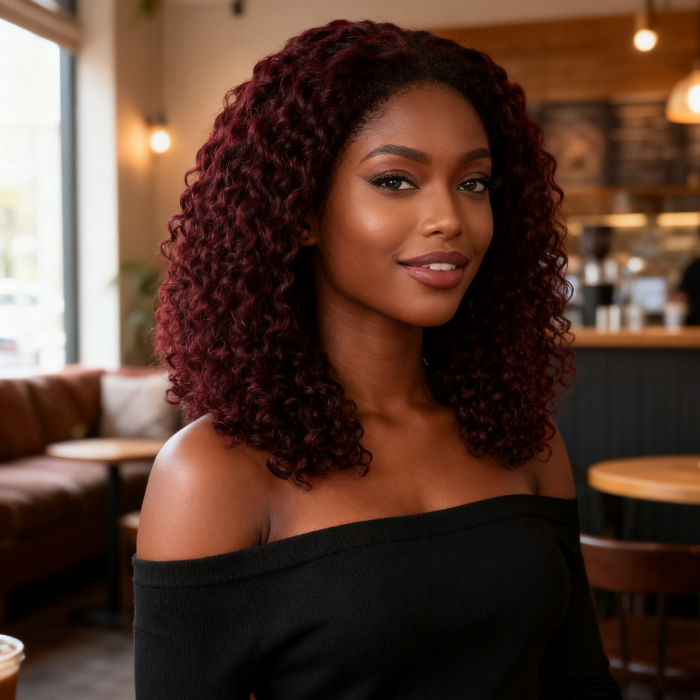 5x5 Burmese Curly HD Lace Frontal Wigs Human Hair Burgundy 99J Color High Quality 100% Human Hair COD Available