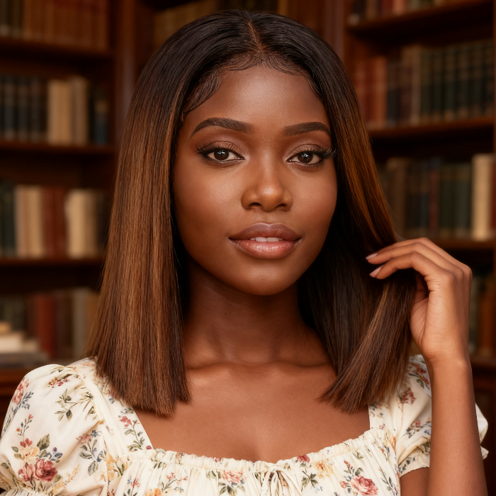 2x6 Silk Straight Bob Lace Frontal Wigs Human Hair 1B/Honey Brown Ombre Color High Quality 100% Human Hair COD Available