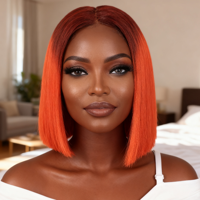 2x6 Silk Straight Bob Lace Frontal Wigs Human Hair 4/350 Ombre Color High Quality 100% Human Hair COD Available