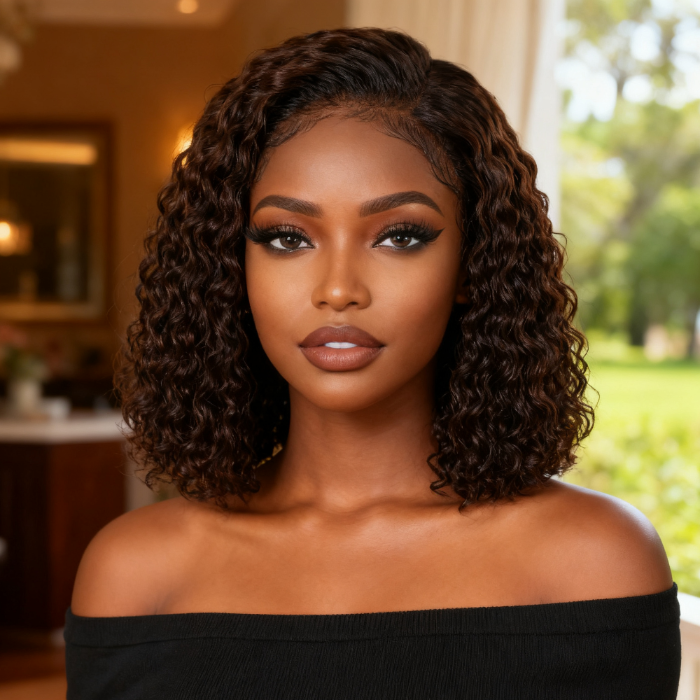 5x5 Burmese Curly HD Lace Frontal Wigs Human Hair Honey Brown Color  High Quality 100% Human Hair COD Available